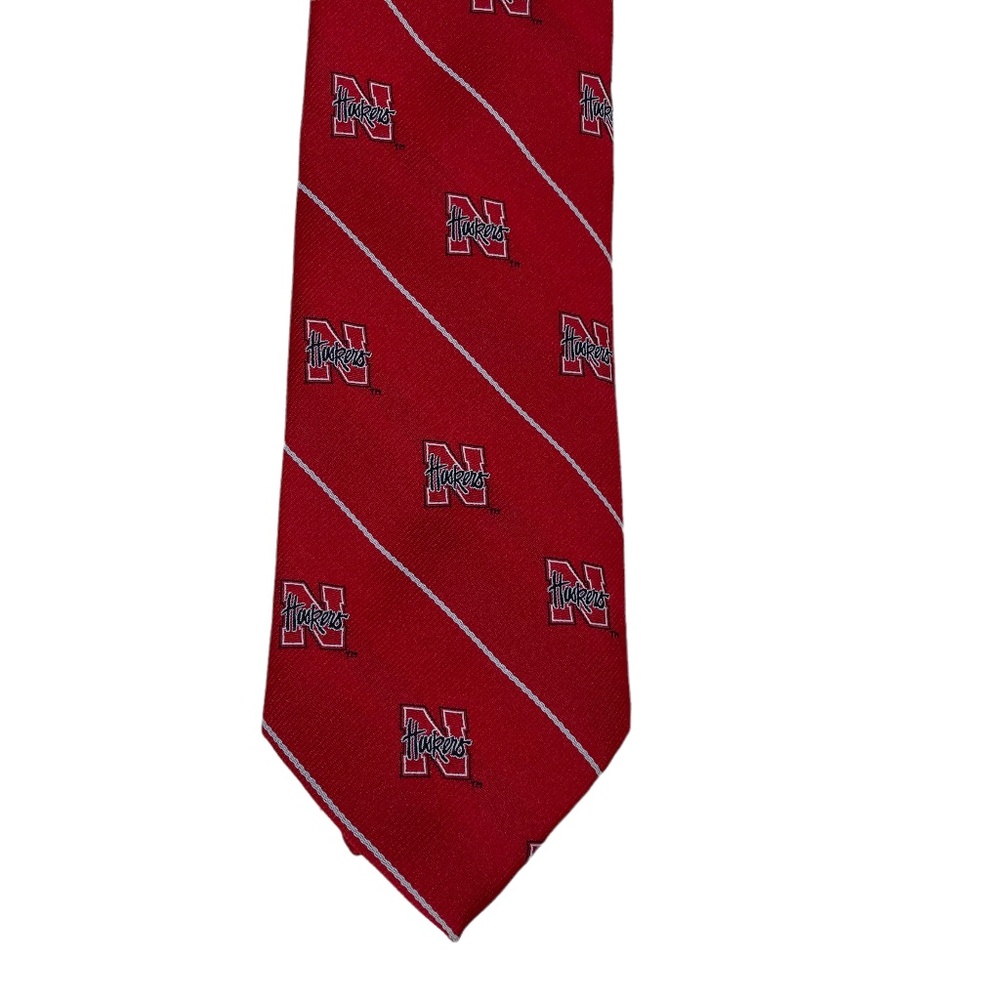 Vintage NEBRASKA CORNHUSKERS 53" Long 3.5" Wide Red Mens Neck Tie Campus Classic
